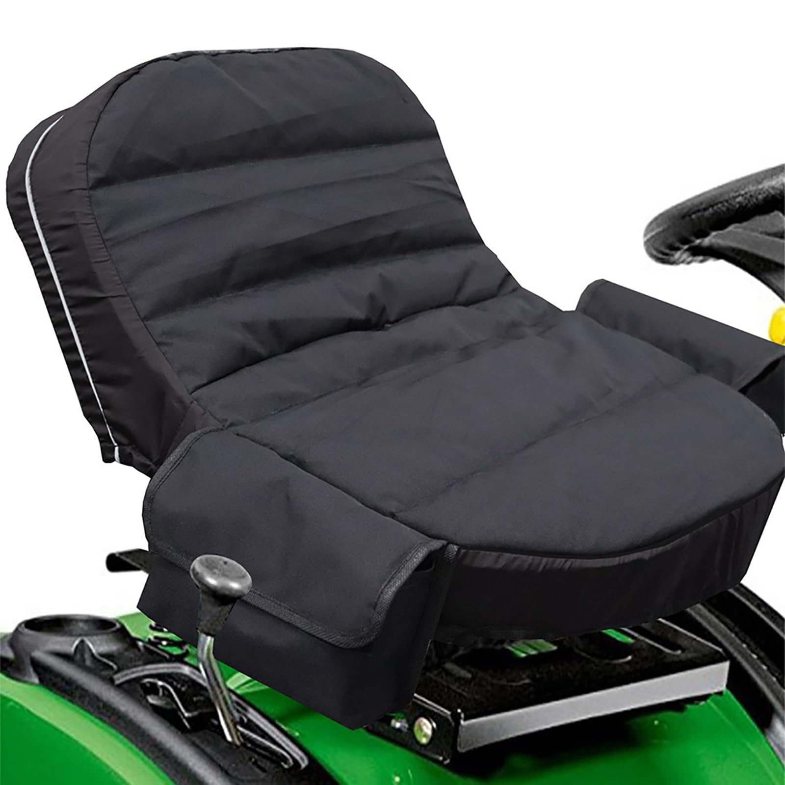 FALMDCQ Tractor Seat Cover, Compatible with Hustler Turf Equipment Raptor XDX 2021-2025, Riding Lawn Mower Seat Protector with Dual Storage Pockets,1-Black A