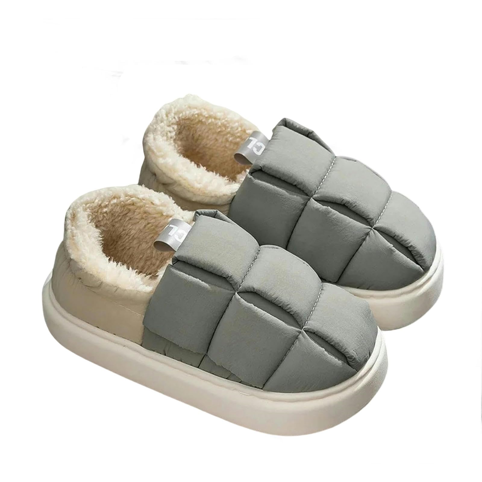 Ciabatte Donna Invernali Solle Spesse Non Slip per Comfort Interno, Esterno E Casual - Pantofole di Cotone Calde-white-38-39