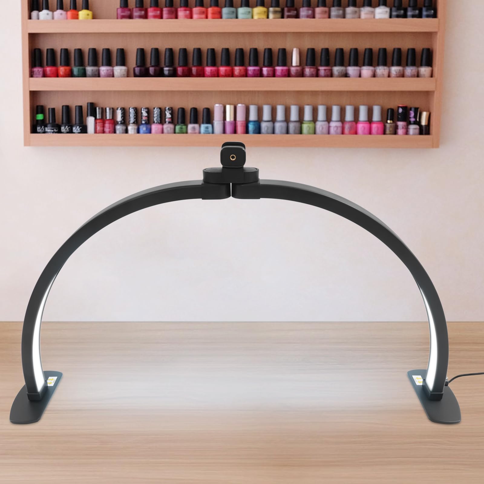 38W Halbmond Lampe für Nagel Schreibtisch (Schwarz) | Klappbar LED Nagel Schreibtisch Lampe 364 LED-Chips 10 Einstellstufen 73.8×38cm für Make-up, Maniküre usw