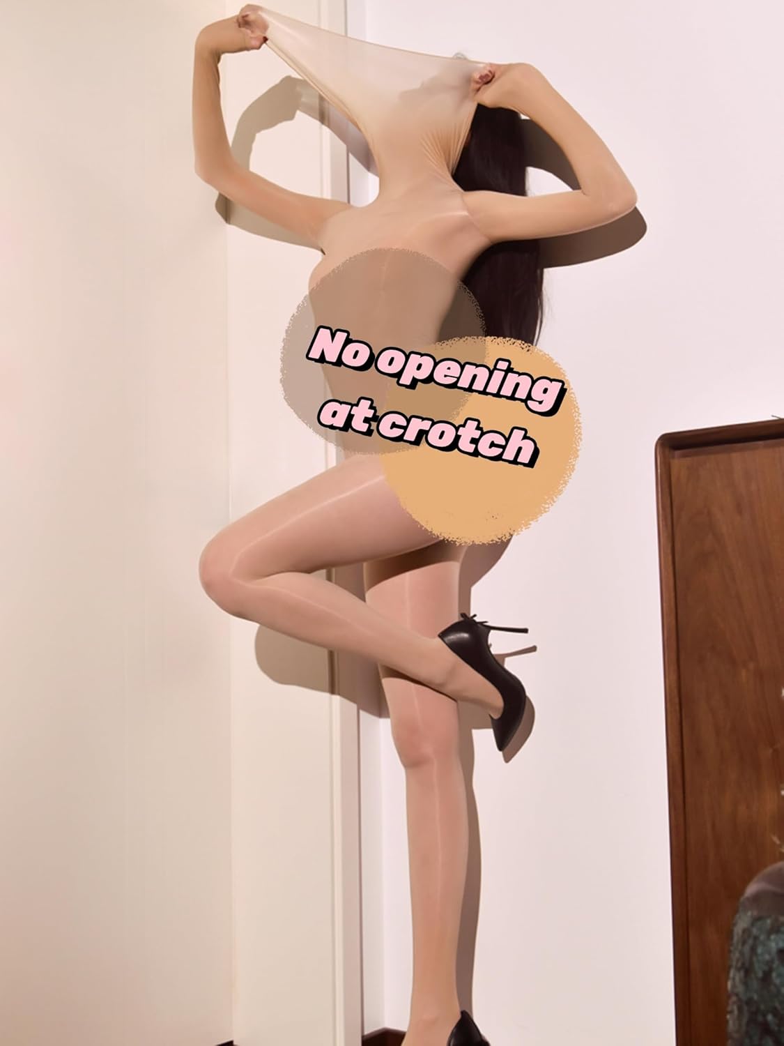 RUIBAVYA Body Stockings for Women Sexy Full Body Tights Oil Shiny Bodystocking High Neck Nylon Catsuit Shimmer Bodysuit - Image 2