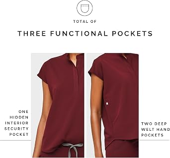 FIGS Rafaela Oversized Scrub Top for Women - Burgundy, XL