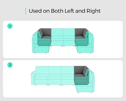 Miniatura 3 de LINSY HOME Sofá modular modular con almacenamiento, sofá seccional lavable con fundas intercambiables, asiento de esquina para sofá modular, gris