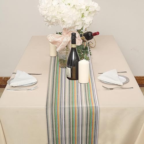 Urban Villa Camino de mesa 100% algodón fusionado, multirayas Dobby de 14 x 72 pulgadas, de gran tamaño, beige, multicolor, camino de mesa de