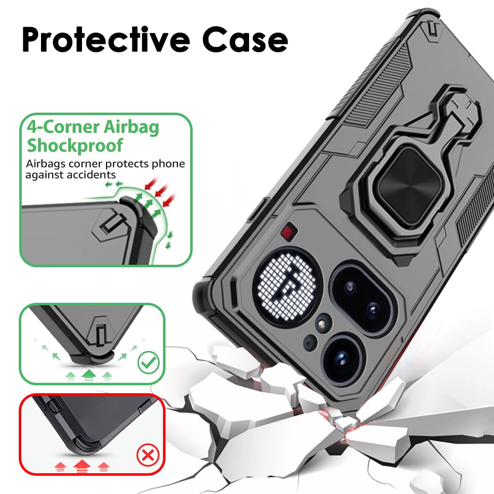 TheGiftKart Tough Armor Bumper Back Case Cover for Nothing Phone 4a Pro 5G | Ring Holder & Kickstand in-Built | 360 Degree Protection Back Case Cover for Nothing Phone 4a Pro 5G (PC & TPU, Black) — Amazon image 6