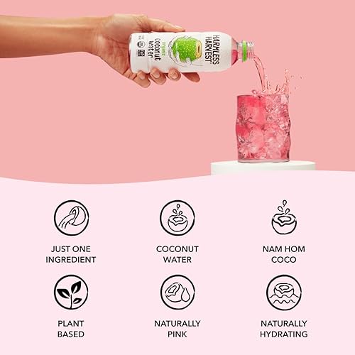 Miniatura 5 de Harmless Harvest Bebida de agua de coco orgánico, hidrata con electrolitos naturales, sin azúcar añadido, certificado Fair for Life, agua de coco