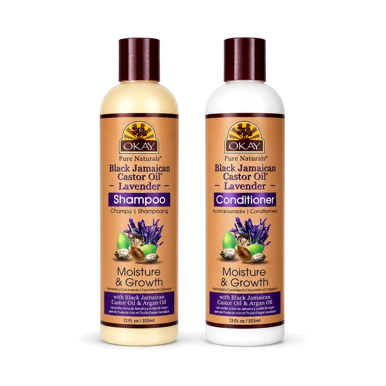 OKAY Black Jamaican Castor Oil Shampoo and Conditioner Set, 12 oz Each