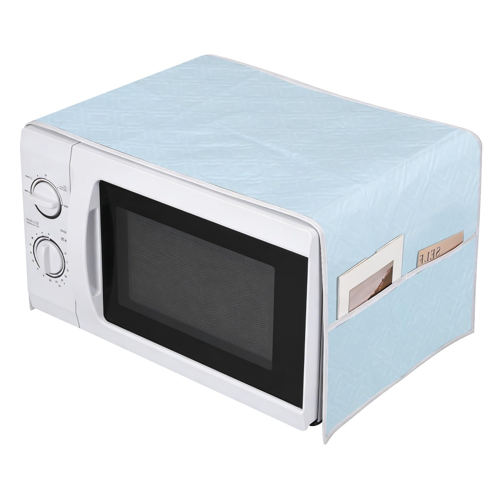 sourcing map Microwave Cloth Cover with Side Storage Pockets 13''x 39''- Waterproof Microwave Dust Proof Cover Fridge Dust Protector for Oven/Washer/Dryer, Pure Blue