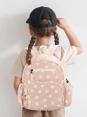 Miniatura 2 de Mochila de pana para niñas de 2 a 5 años, mochila preescolar para jardín de infantes, lindas mochilas para niñas de 13.7 pulgadas de alto, carpeta