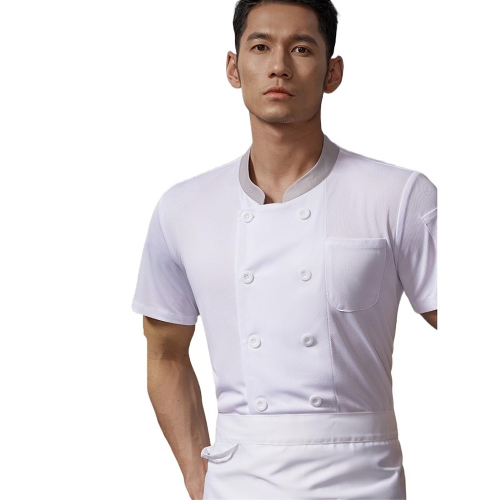 Kochuniform Übergröße Kurzarm-Arbeitskleidung Frühling und Sommer Atmungsaktives Mesh Küche Küchenküche Backen Cate für Gastronomie, Restaurants