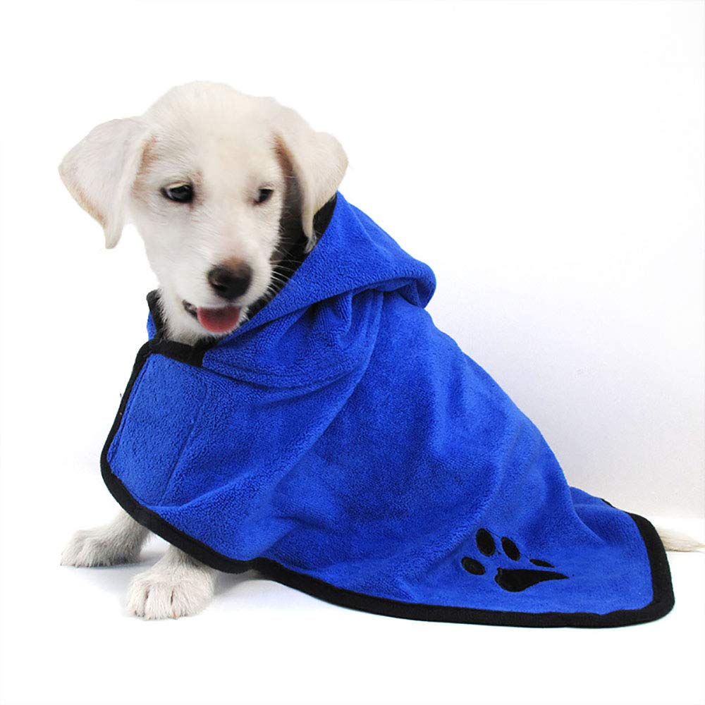 Microfibre Serviette de Bain pour Animaux de Compagnie à Séchage Rapide Rapidement Absorbant Robe de Bain d'eau pour Chien et Chat (Bleu)