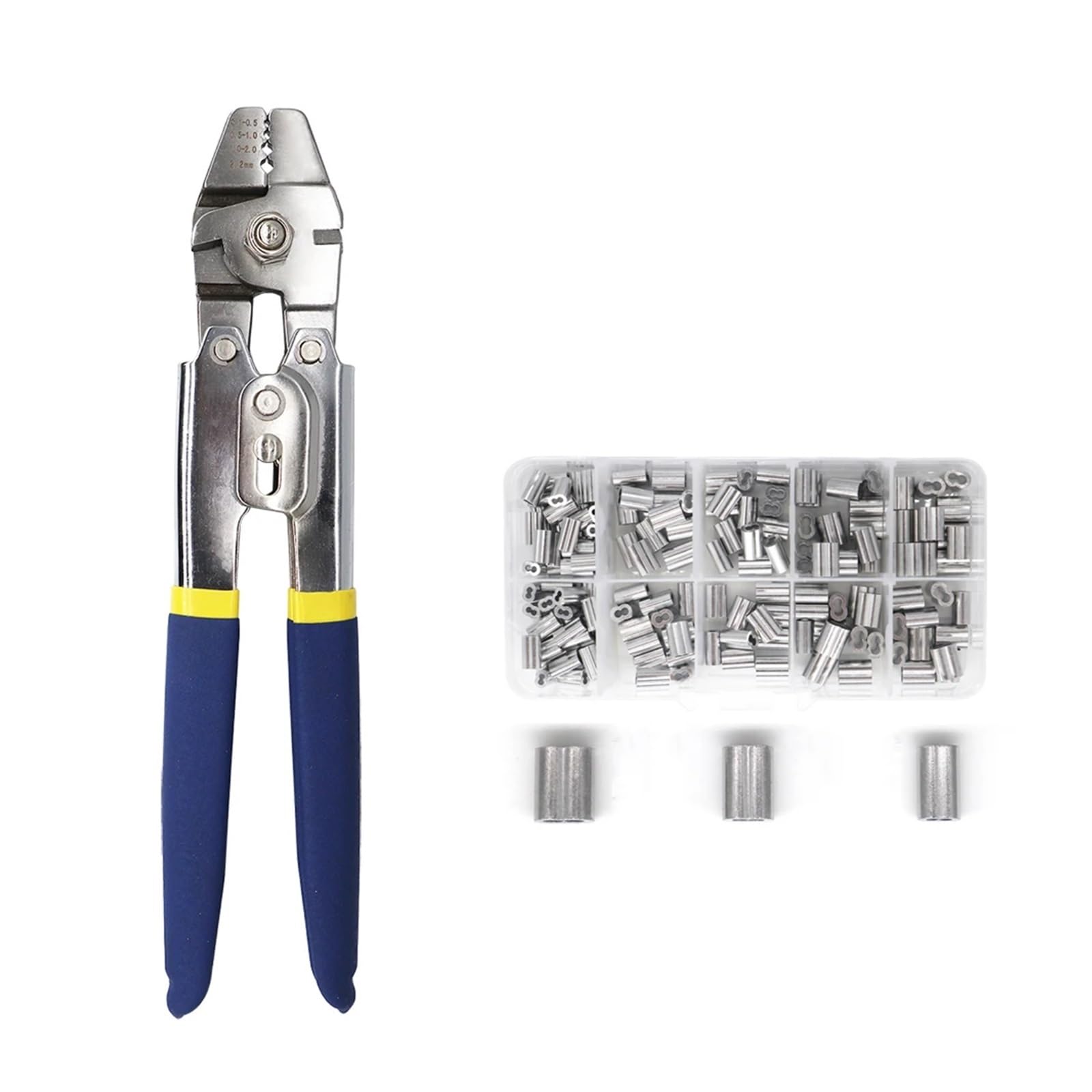 Stainless Steel Fishing Pliers Wire Rope Crimping Tool with 150Pcs Ferrule Loop Kit for Crimpers & Sleeves(SJ-255)
