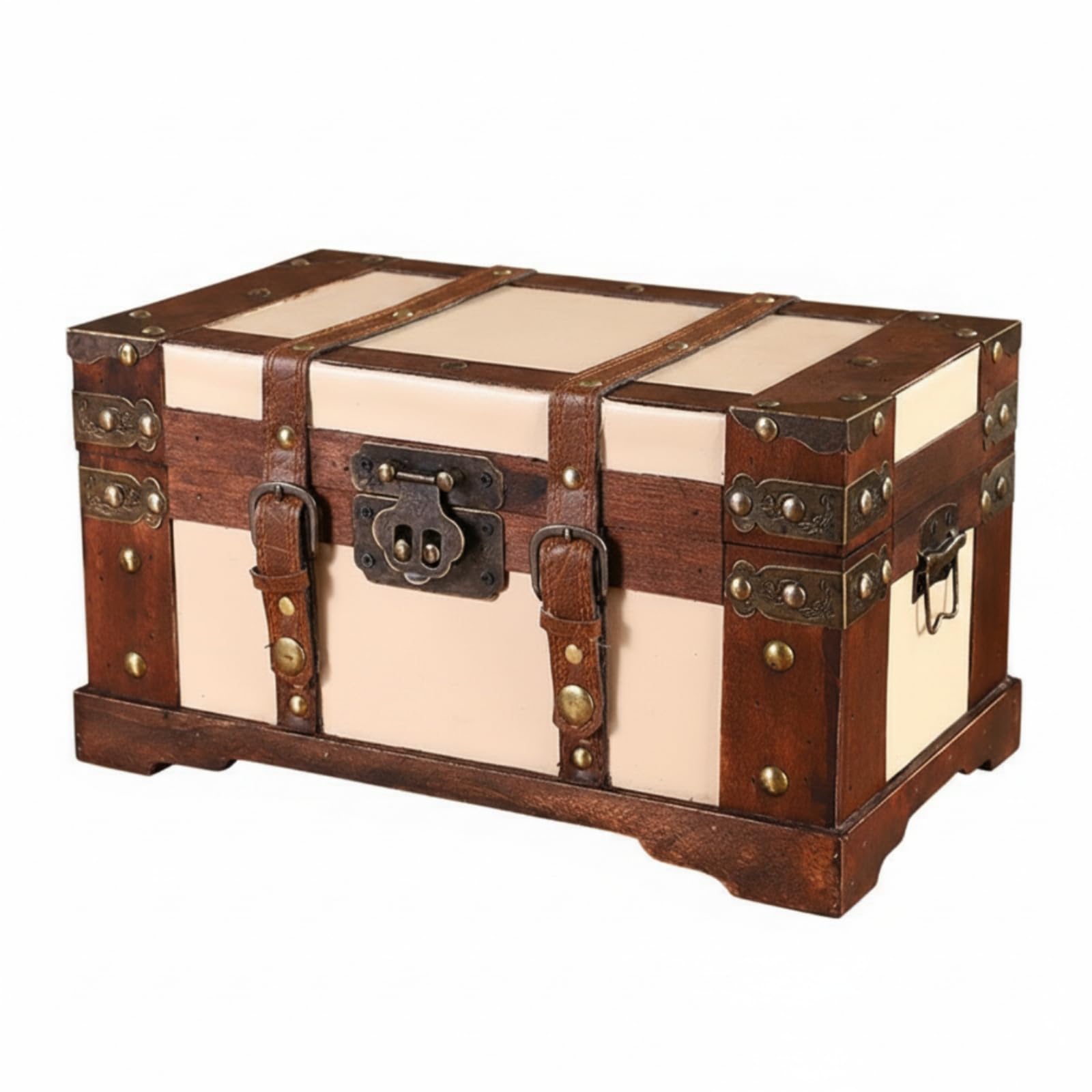 Scatola in Legno con Coperchio Retrò Scatola di Legno Invecchiato Forziere per Collezionisti, Tavolo, Bianco, Piccolo