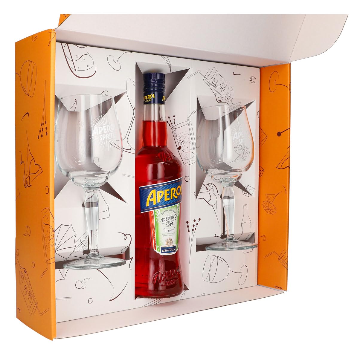 Sipply Geschenkset 3-teilig mit 2 Signature Spritz Gläser und 1 Flasche Aperol Spritz 0,7l 11% Vol. | mit Geschenkverpackung: Orange | Geschenk für Frauen Männer Papa Freundin zu Weihnachten Ostern