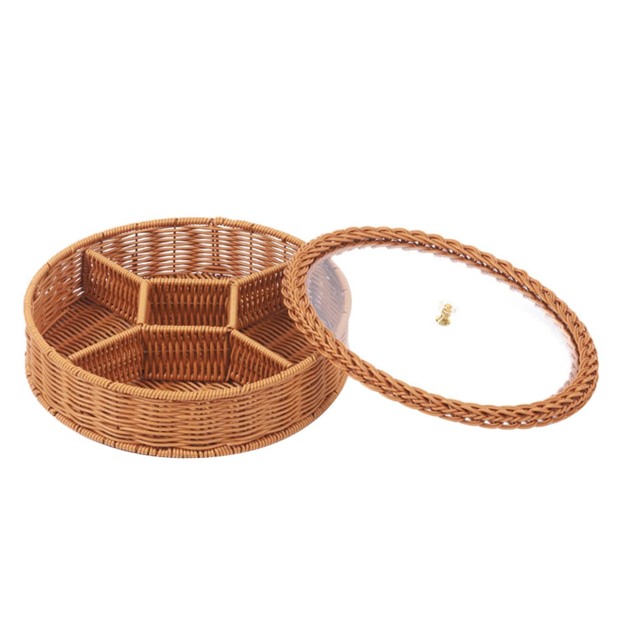 TOYANDONA Panier à Noix Compartimenté en Plastique Transparent, Plateau de Service Multi-usages, Design Tressé la Main, pour Salon et Bureau, Plateau Snacks et Fruits Secs Pratique