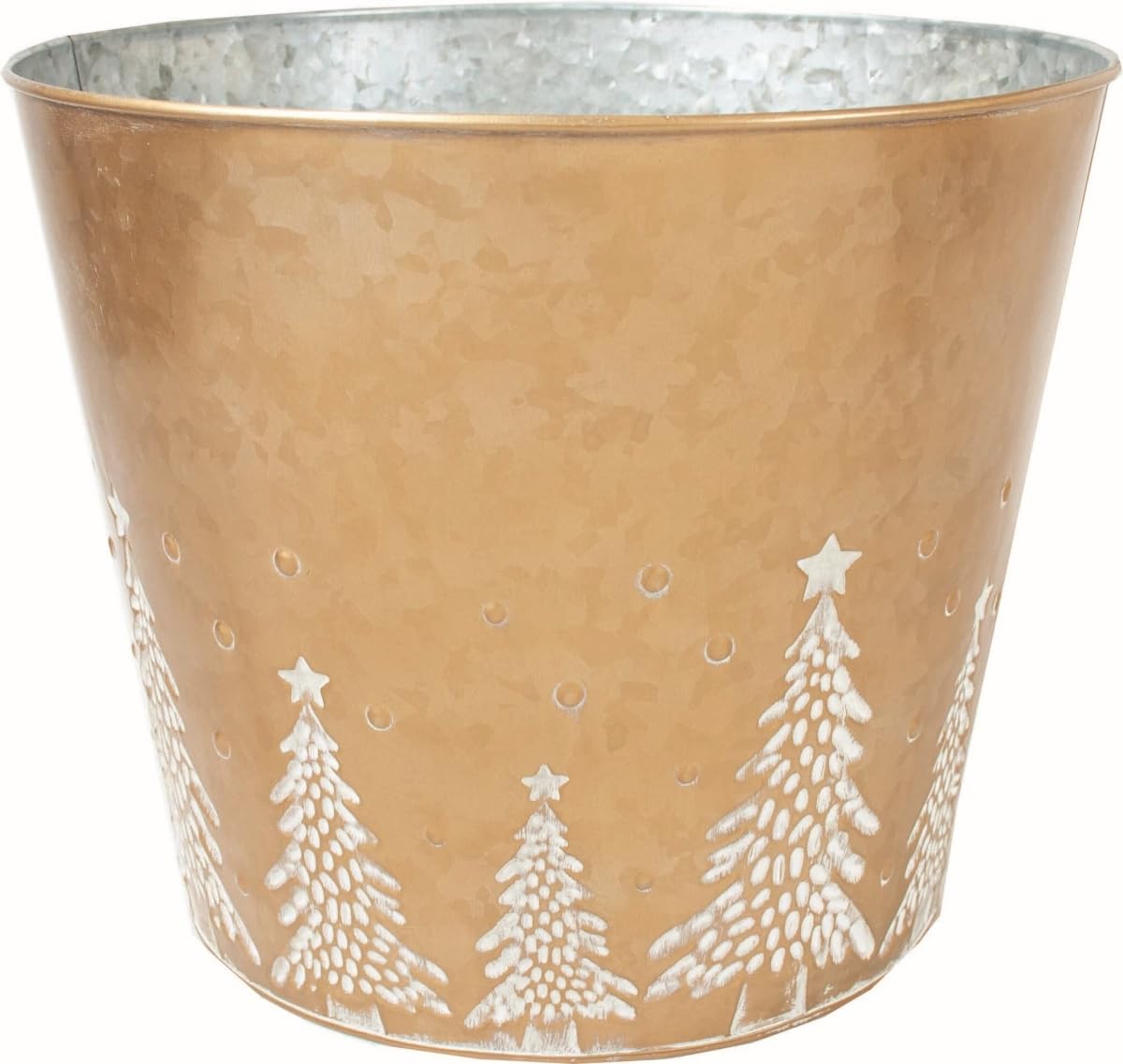 212 Main Gold with White Pine Tree Pattern Planter