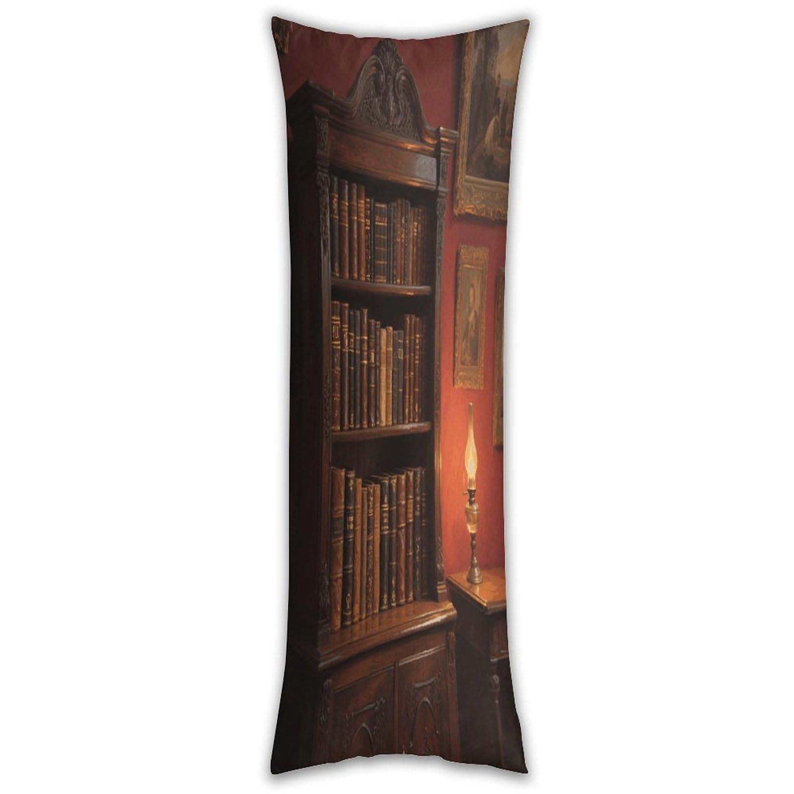 Bookshelf Body Pillow Cover with Hidden Zipper Breathable Polyester Long Pillow Case Cozy Fuzzy Body Pillowcase Ultra Soft Long Pillow Cover for Bedroom 18.9 X 53 in