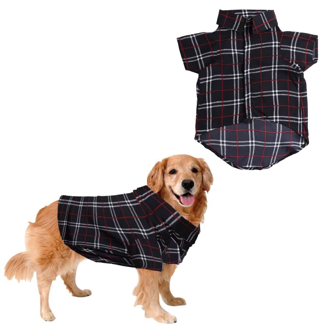 Sage Square Crazy Printed Dog Shirt, Trending Dog Shirt Ultra Soft & Light Weight, Comfortable & Breathable Dog Apparel, Trendy Outfit (Black Check Print) (XSmall - 12inch)