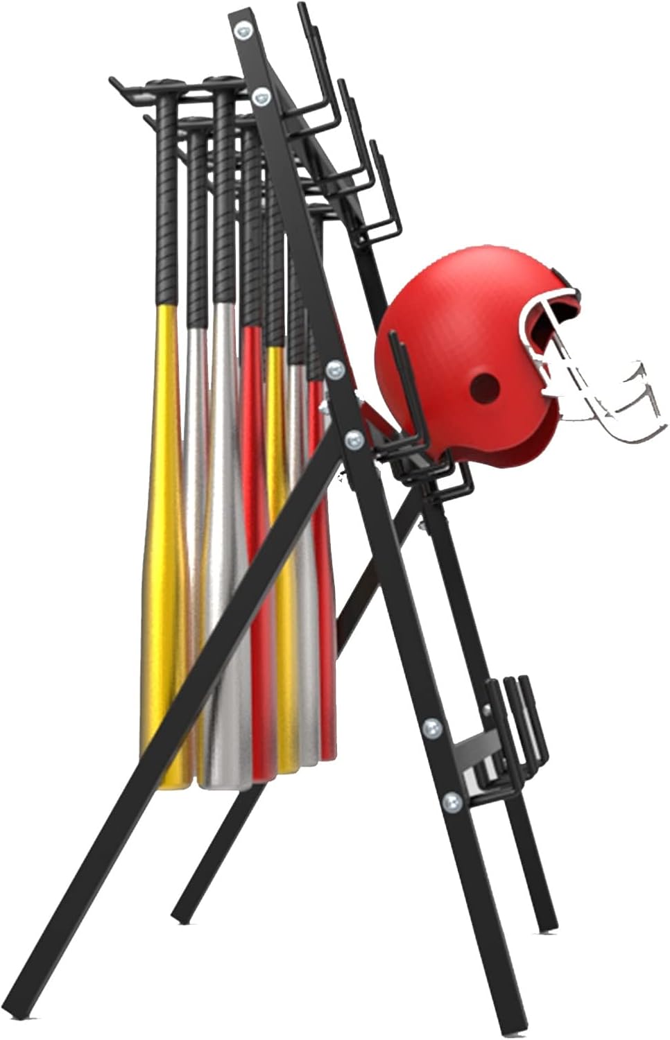 Double-Sided Baseball Equipment Storage Organizer Holder Shelf, Heavy Duty Upright Metal Baseball Bats Display Stand, Outdoor Gym School
