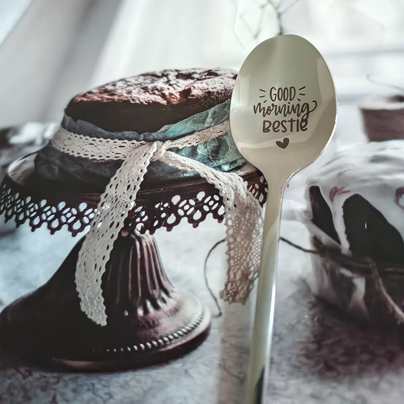 Best Friend Gift Spoon – Engraved 'Good Morning Bestie' Teaspoon For Coffee/Tea Lovers, Stainless Steel, 7.87" - View #6
