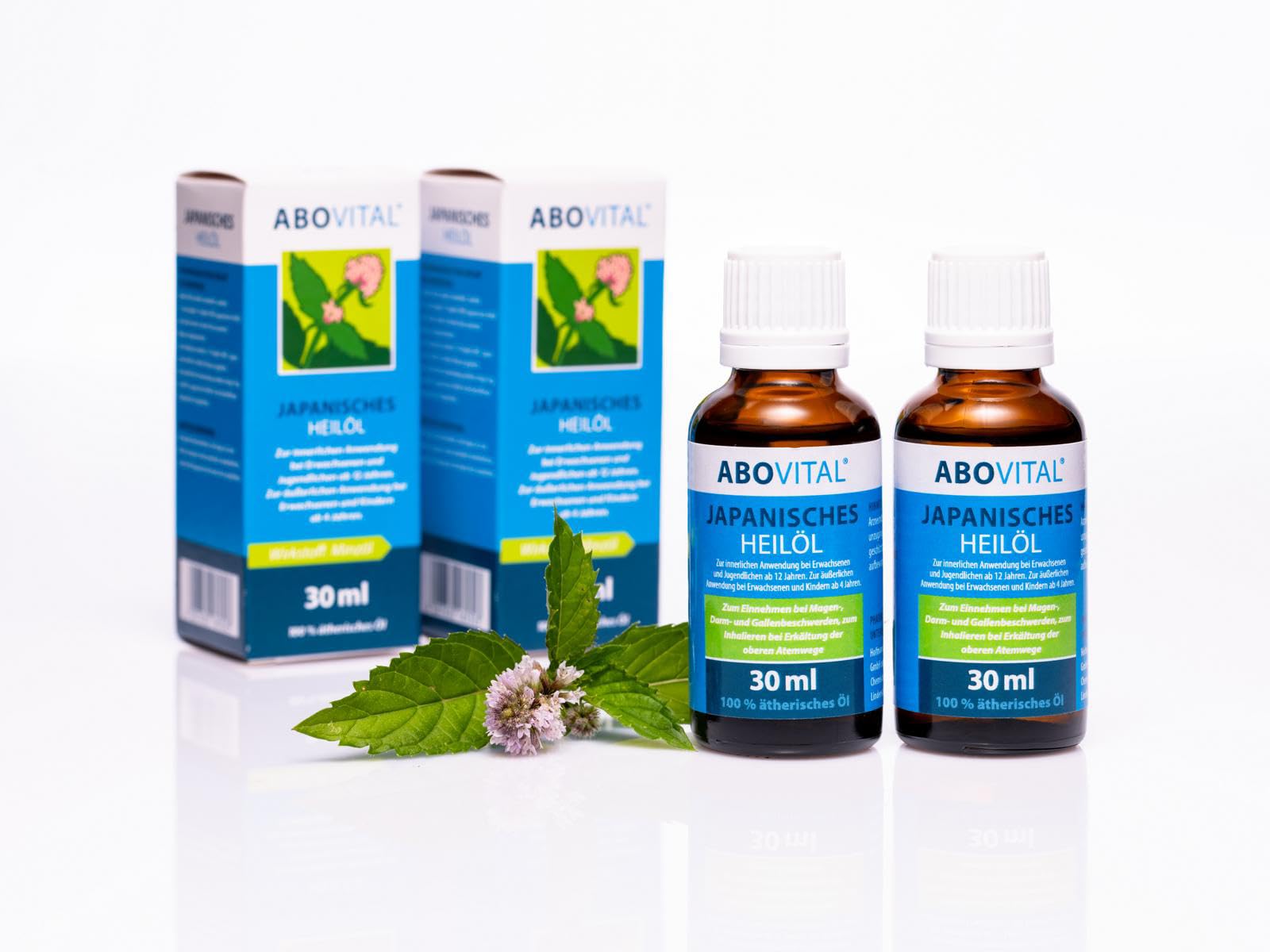ABOVITAL Minzöl Japanisches Heilpflanzenöl zum Einreiben, Inhalieren, Einnehmen 60ml (2 x 30ml)