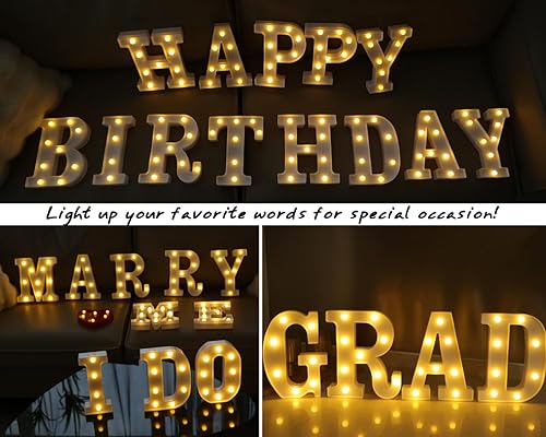 Miniatura 156 de Letras iluminadas, letras con luces LED de 26 alfabetos, letras iluminadas decorativas, letras de marquesina LED que funcionan con pilas para Luz