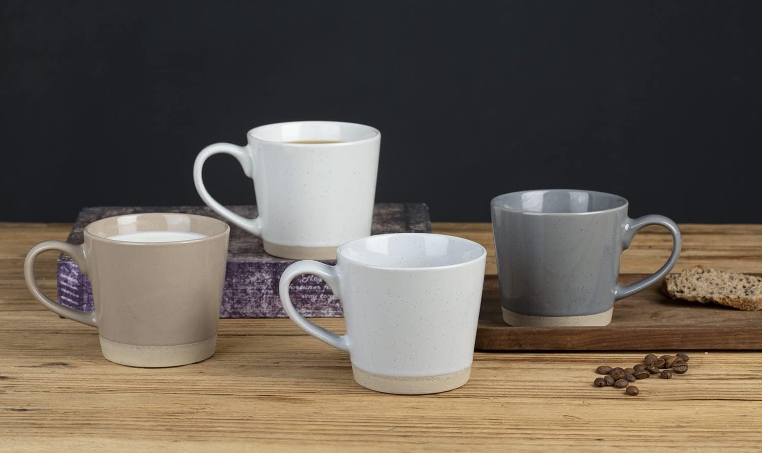 famiware Coffee Mugs for 4, 12 oz Mug Set, Dringking Cup with Handle for Coffee, Tea, Cocoa, Milk, Saturn serise, Multi-color - Image 2