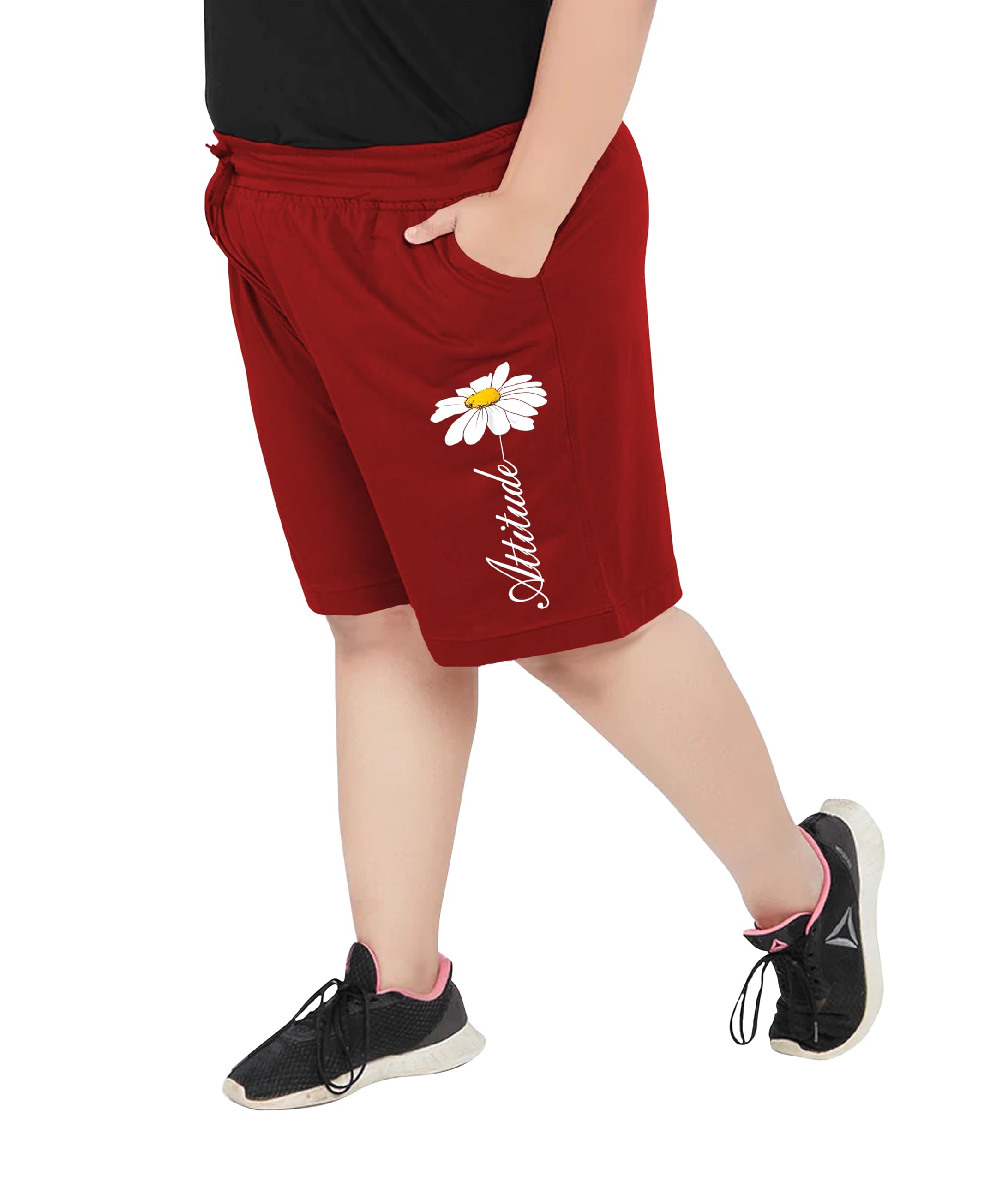 elite soul Womens Plus Size Bermuda Shorts with Graphic Print ? Cotton, Regular Fit with Pockets | XL, 2XL, 3XL, 4XL, 5XL | Comfortable for Curvy Women | Yoga, Gym, Nightwear & Casual Wear-picture-35