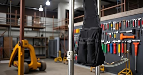 Miniatura 7 de Riñonera para herramientas, pequeña, multifuncional, para herramientas de almacenamiento de herramientas para electricistas, técnicos, (negro)