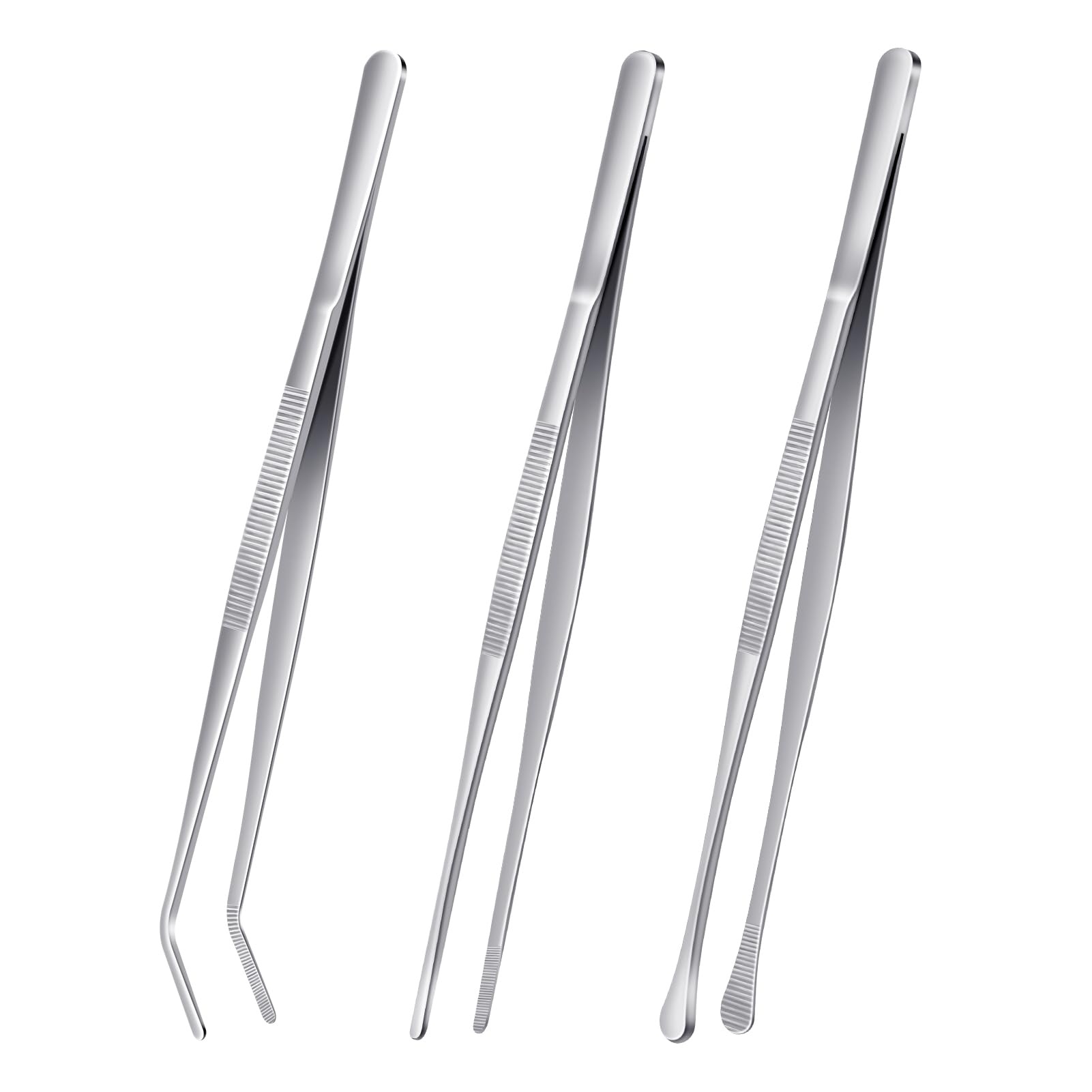 3 Pcs Cooking Tweezers, Barbecue Tongs, 12-inch Fine Tweezer Tongs, for Cooking, Stainless Steel Long 30 cm Kitchen Cooking Tweezers Repairing and BBQ