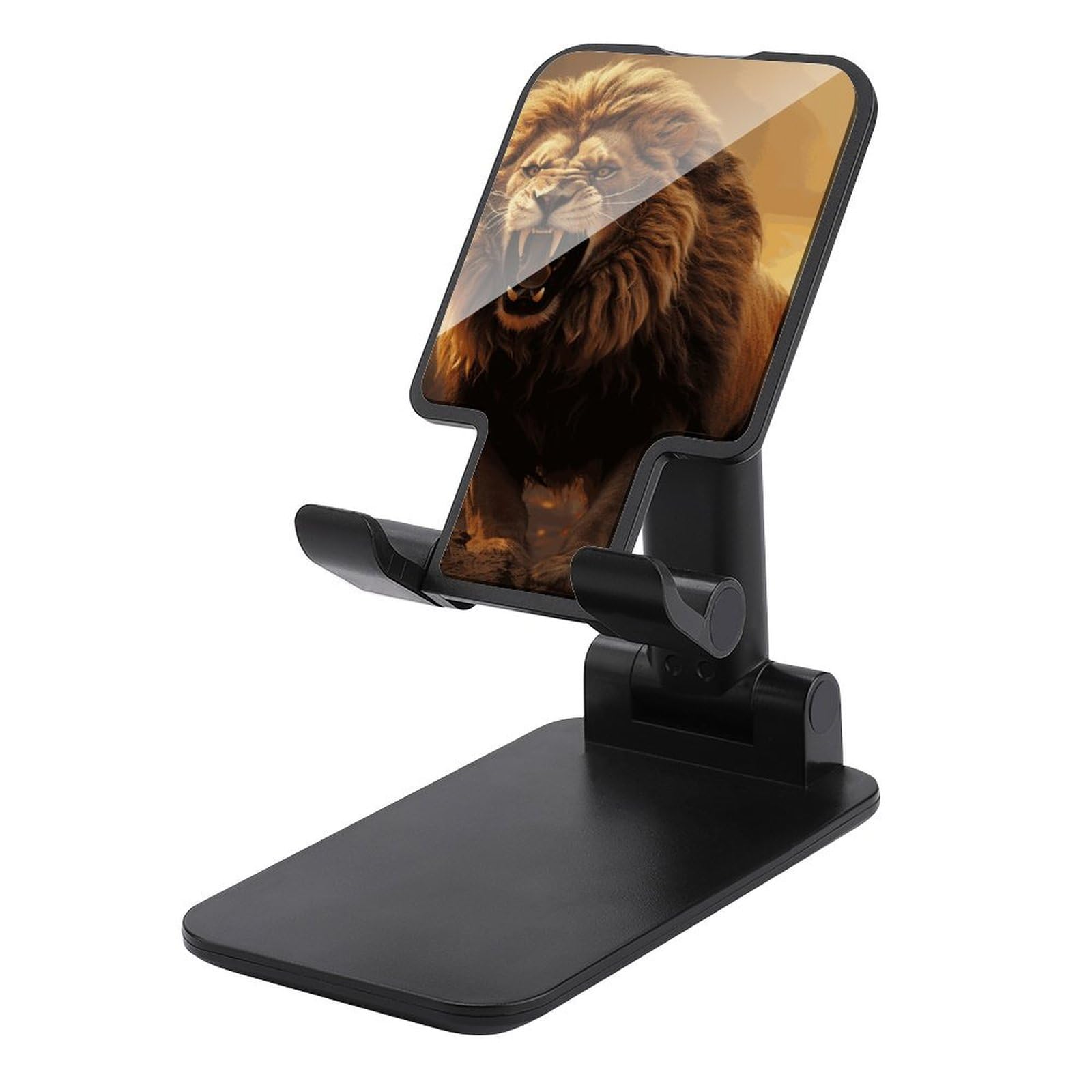 BVNMT Mobile Phone Holder Foldable Cellphone Stand Angry Roaring Lion Adjustable Desktop Phone Holder Compatible with iPhone Android