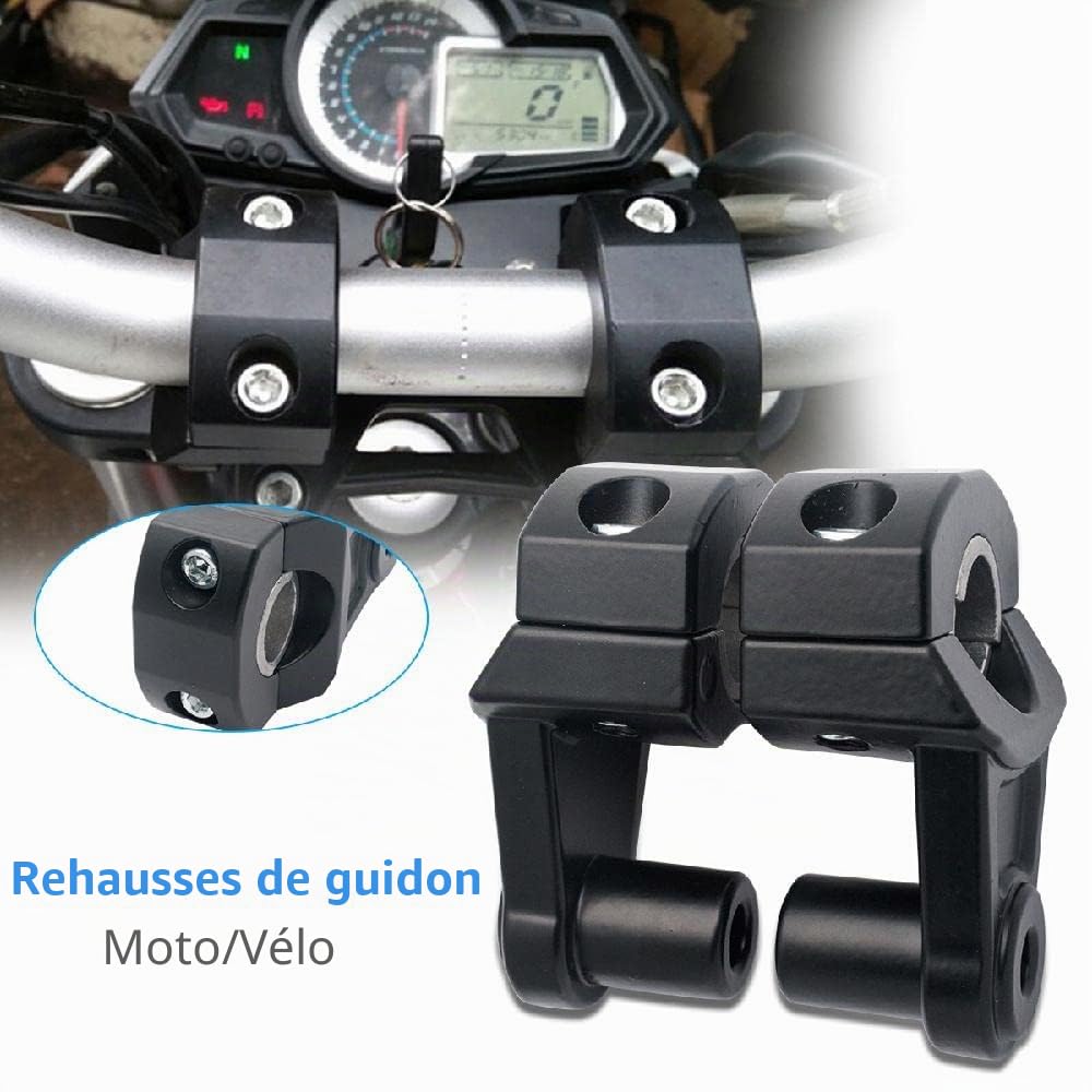 Baceyong Lot de 2 Supports de guidon de moto rehausseurs de guidons modifiés pour motos tout-terrain Compatible avec toutes les motos équipées d'un support de guidon de 22 mm (0,87 pouce)