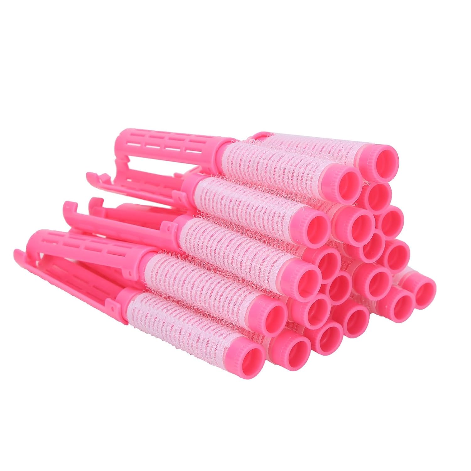 Yctze Hair Perm Rods, 20pcs Fluffy Perming Rollers Hairdressing Tool Kit for Home Use, Suitable for Short to Long, Thick Hair, Helps Achieve Curls (Pink)