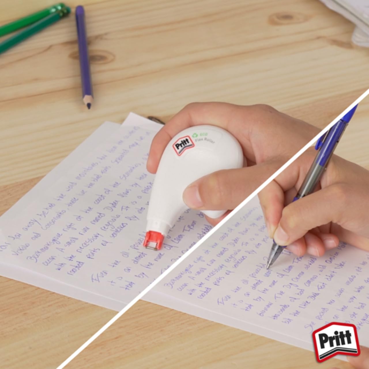 Rouleau correcteur Pritt ECO Flex Sideway, Application latérale, réécriture immédiate, Pointe Flexible, Largeur env. 4,2 mm, Longueur env. 10 m, Set économique de 16 Rouleaux