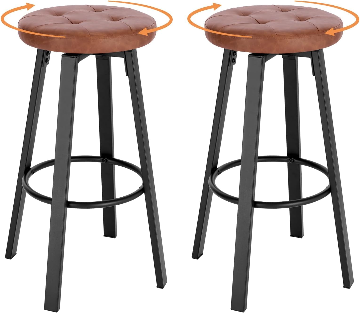 WOLTU Lot De 2 Tabourets De Bar Pivotants - Hauteur Réglable 61-82cm Velours Noir Avec Repose-Pieds