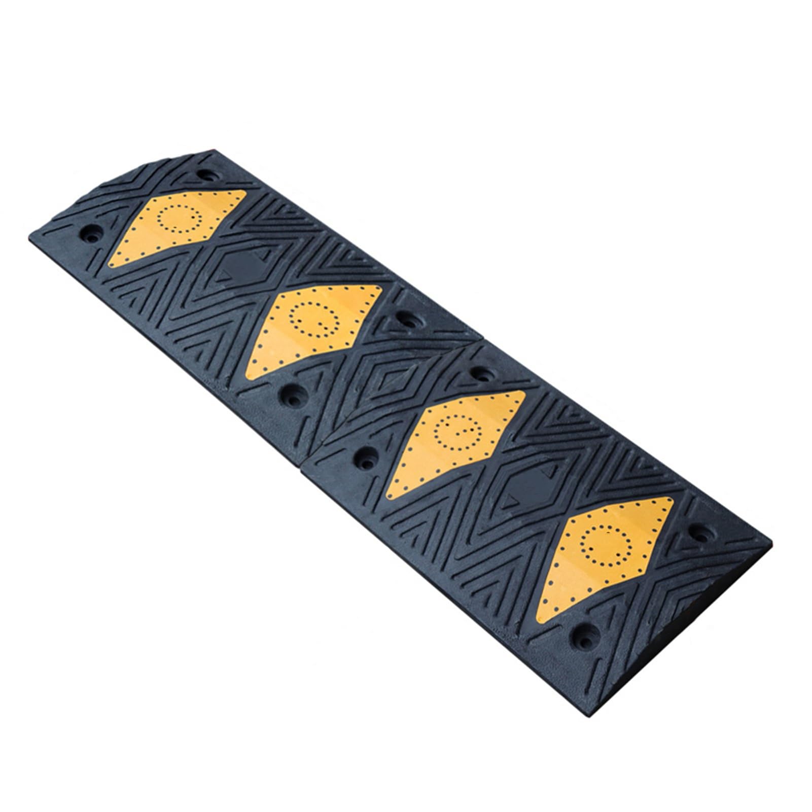 TIANQIHAO Rubber Speed Bump,Black And Yellow Threshold Ramp Pad,Modular Driveway Deceleration Zone,220462 Ib Capacity,For Garage School,Black+Yellow,39.37X13.8X 1.96I,Black+yellow-39.37x11.8x 1.18in