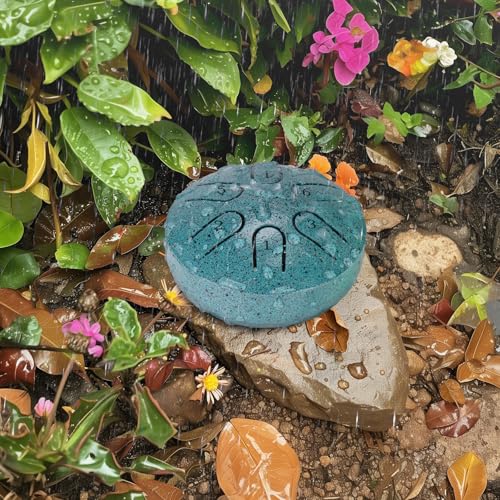 BABORUI 3-Inch Malachite Rain Drum for Outdoor Gardens - Upgraded Non-Waterlogging Steel Tongue Chime with 6 Notes