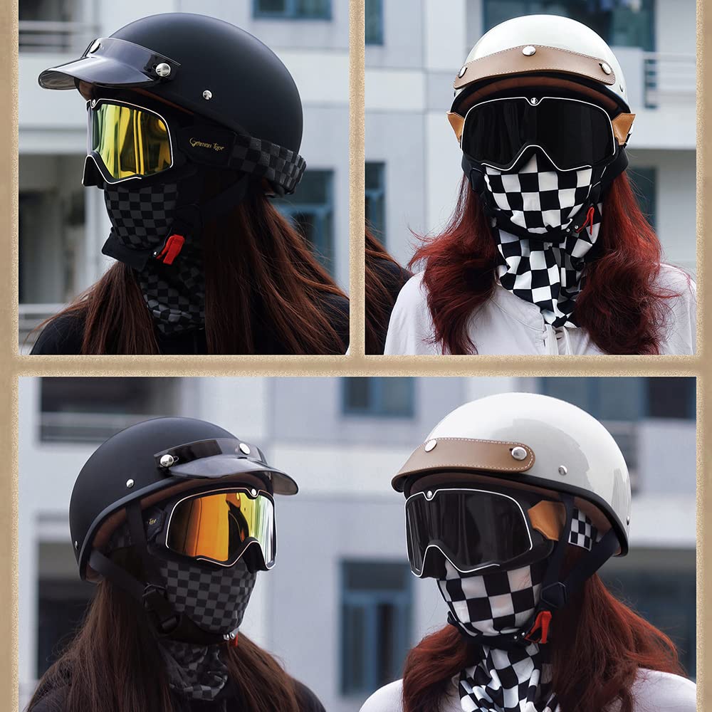 Motorrad Half Helm Retro Leder Deutscher Stil Halbh Produktbild-Vorschau 4