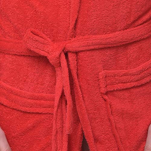 Image of Men's /Women Bath Robe Full Sleeve Cotton Bathrobe | Soft, Light, Compact & Highly Water Absorbent - Suitable for Birthday /Anniversary /Diwali /Couple /wedding Gift | 250 GSM |Red