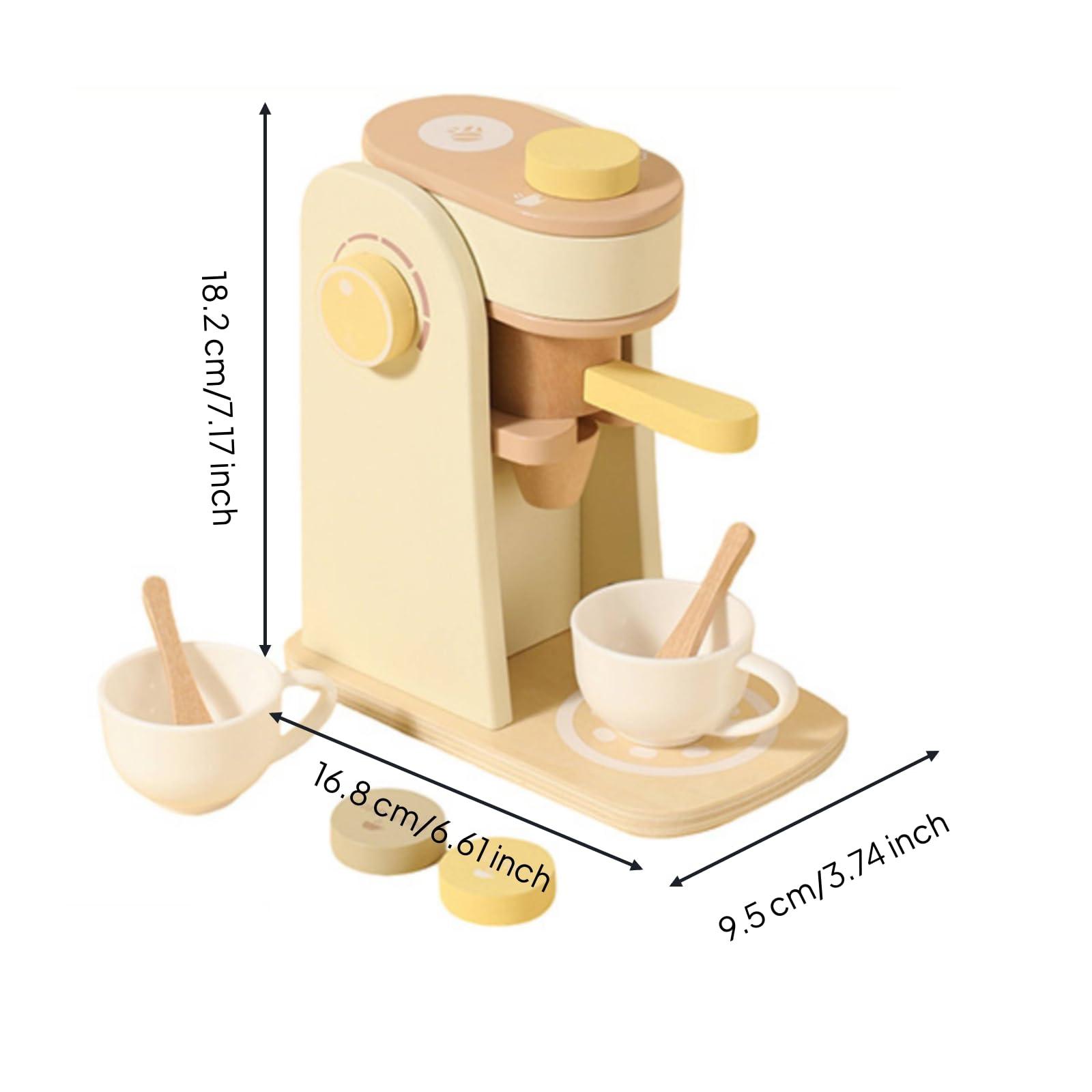 Harilla Cucina Giocattolo da Tavolo Gioco di Ruolo Utensili Piatti Tazze Pezzi Cibo Finto Fantasia per Gioco Creativo Feste in Casa Asilo Regali , Macchina Da Caffè Giallo Crema