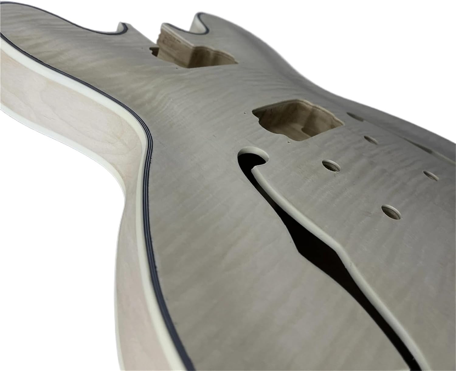 DIY Semi-Hollow Electric Guitar Kit Spalted Maple Top Bone Nuts Assembly Set