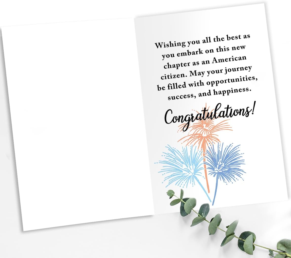 Condition photo showing New/Like New for US Citizenship Congratulations Card – “Congratulations New American!” – Patriotic Greeting Card for Naturalization Ceremony Gift HZ-112