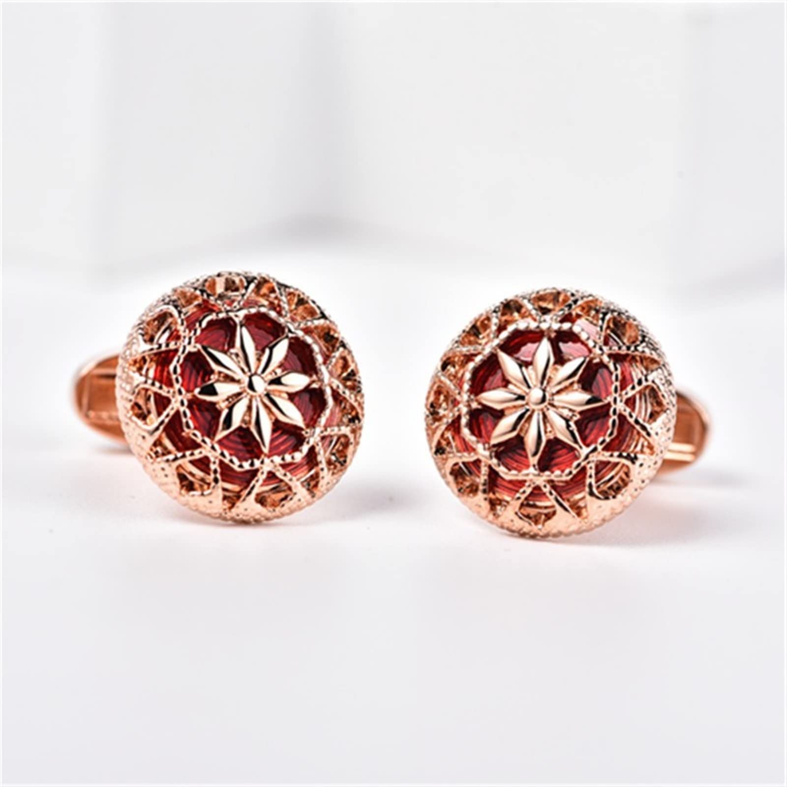 Blume Manschettenknöpfe Herren Business Bankett Anzüge Hemden Knöpfe Schmuck Mode Herren Hochzeit Accessoires Geschenke (Metallfarbe : A)