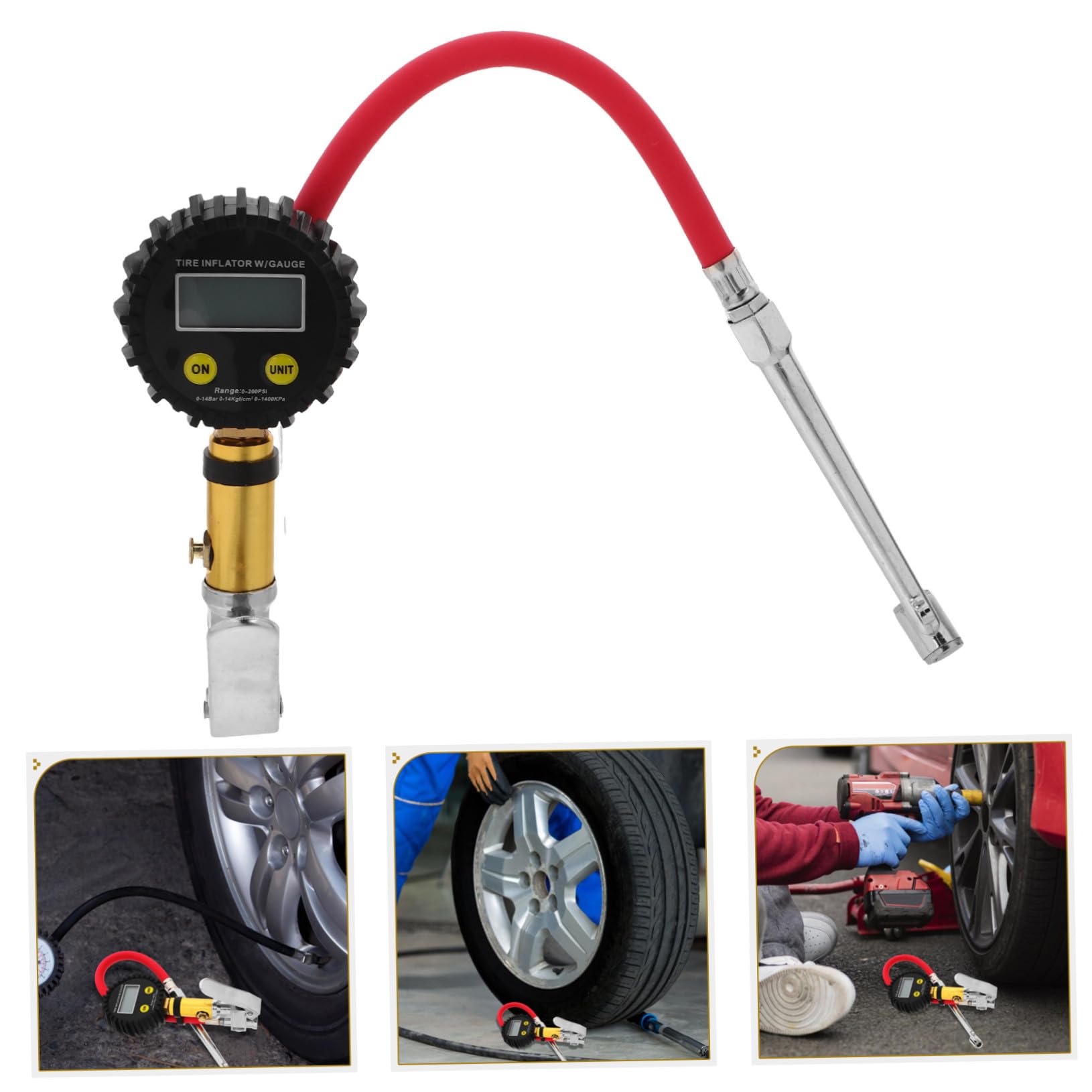 Digitaler Reifendruckmesser Mit Lcd-display Inflator Für Autos Suvs Lkws Motorräder Fahrräder Präzise Kalibrierung Einfache Einhandbedienung Ohne Batterie