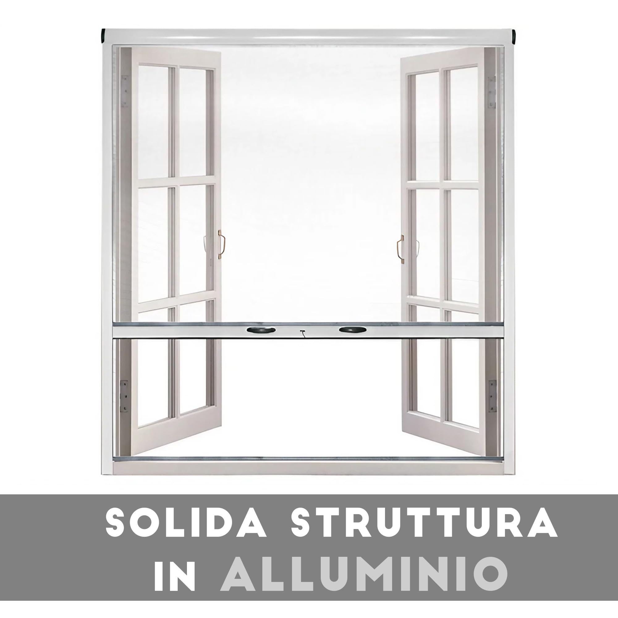 ESTO Zanzariera a rullo per Finestra Diverse Misure e Colori, Zanzariera Finestra Rete, Incasso per Finestre Scorrevole con Rotolo e Telaio Bianco/160 cm/180 cm