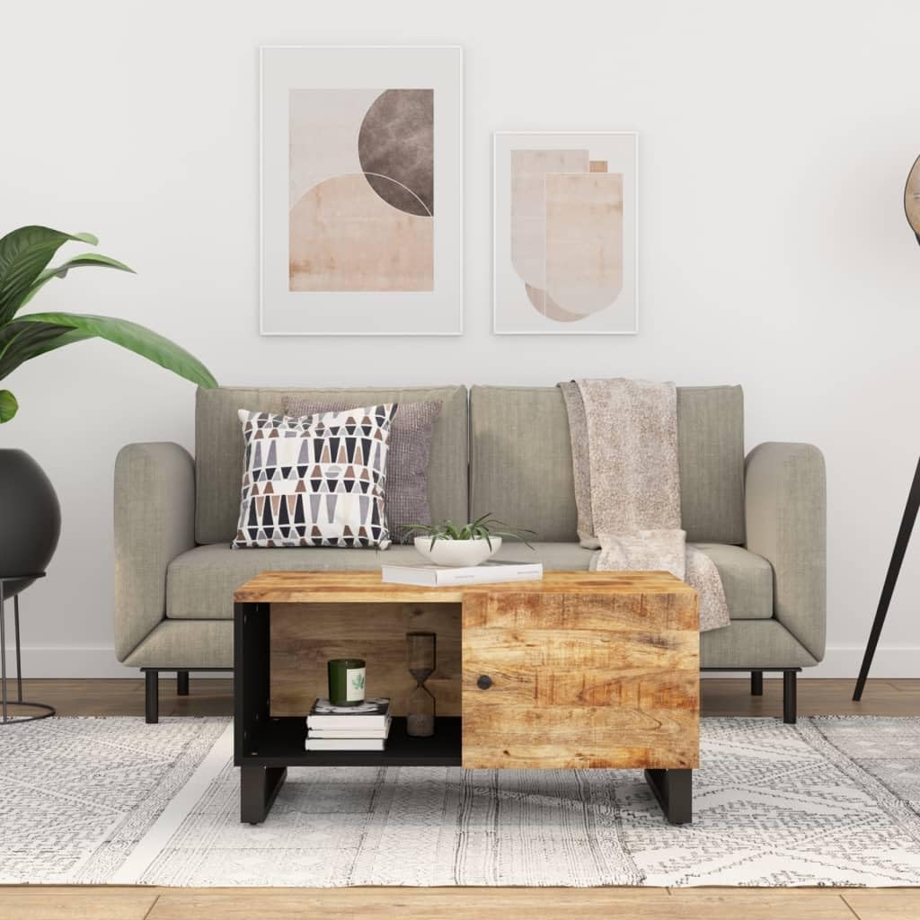 Homgoday Tavolino da caffè 80 x 50 x 40 cm, in legno massello di mango e ingegnerizzato, tavolino da tè per soggiorno, sala d'accoglienza degli ospiti, camera da letto e ufficio mobili tipo 2