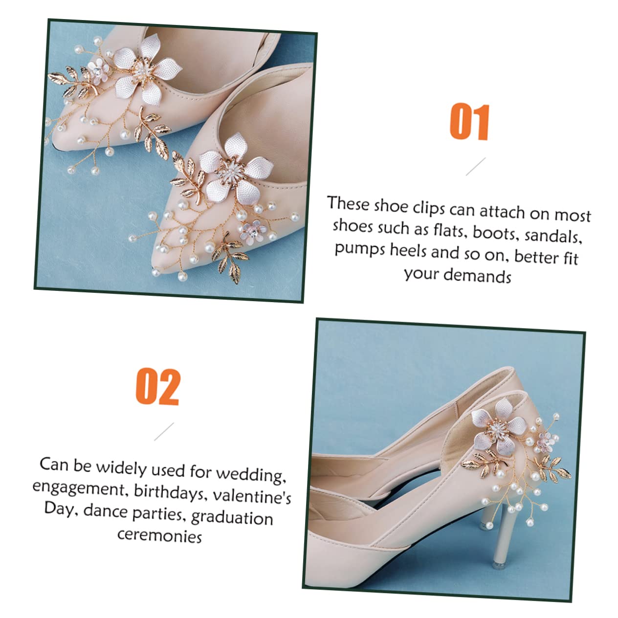 GALPADA 5paia Bride Shoe Clips Decorazioni Per Scarpe e Accessori Rimovibili Per Matrimonio e Versatili Per Cerimonie e