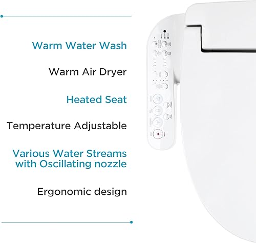 Miniatura 2 de Blooming NB-1360R - Asiento de inodoro con sistema de filtración de agua premium, se adapta a inodoros redondos, tapa de asiento