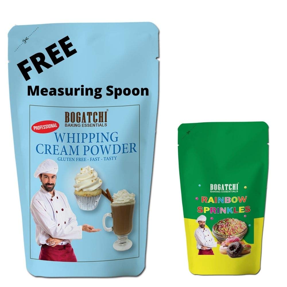 BOGATCHI Whipping Cream and Rainbow Strands for Cake Decoration, Rainbow Vermicelli Sprinkle and Whipped Cream, Cake decortaion Items Combo -CC2-image-38