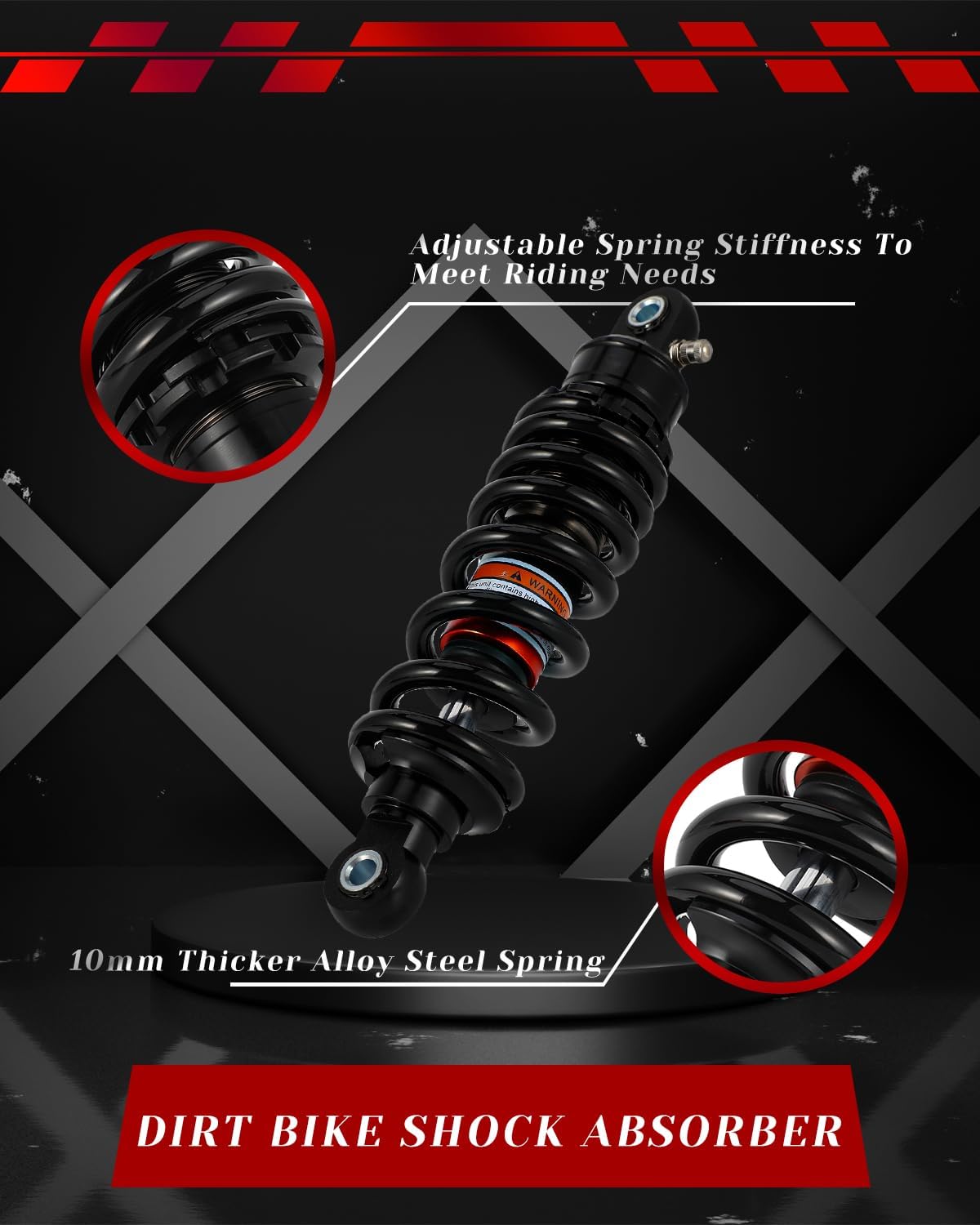 Universal 10.23'' 260mm Motorcycle Rear Shock Absorber for Dirt Pit Bike Off Road Mini Bike, Knight Black
