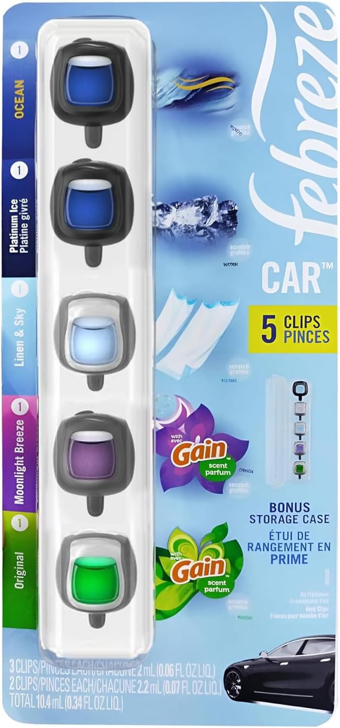 Car Air Freshener 5 Count - Ocean, Original, Moonlight Breeze, Linen & Sky And Platinum Ice